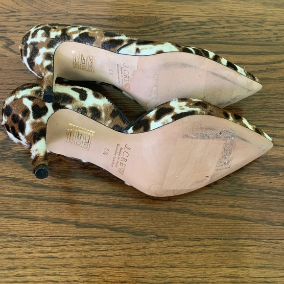 J Crew Collection Colette Calf Hair D’Orsay Kitten Heels in Sienna Black Cat - Picture 6 of 9